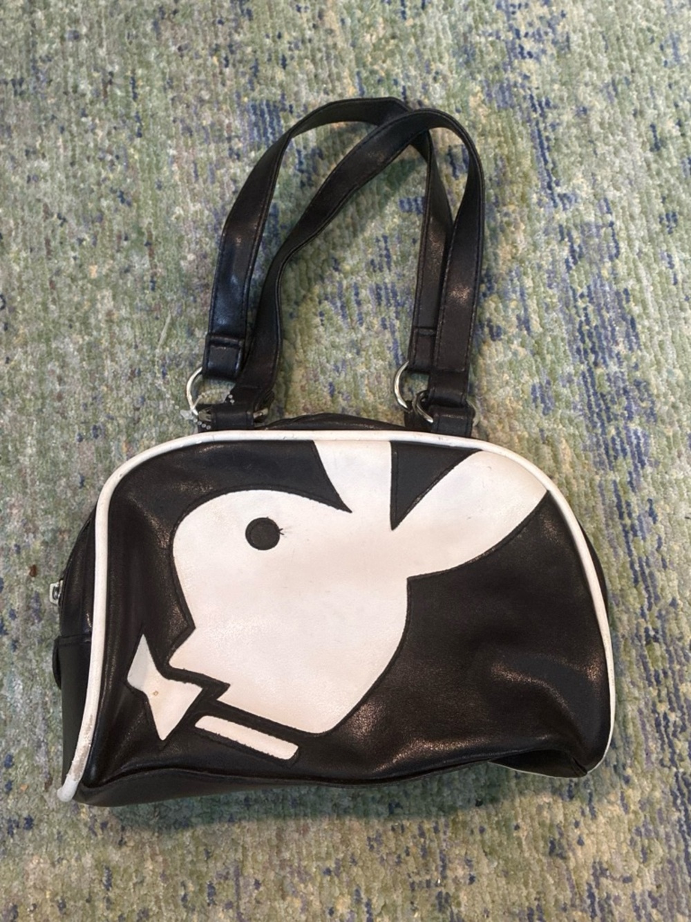 Black & White Retro Bunny Graphic Shoulder Bag